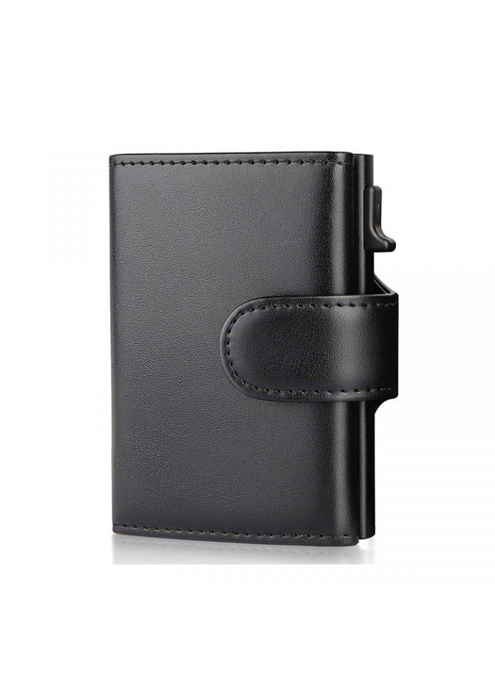 Cross border multifunctional metal leather aluminum box wallet RFID antimagnetic three fold aluminum alloy card bag wallet spot wholesale 