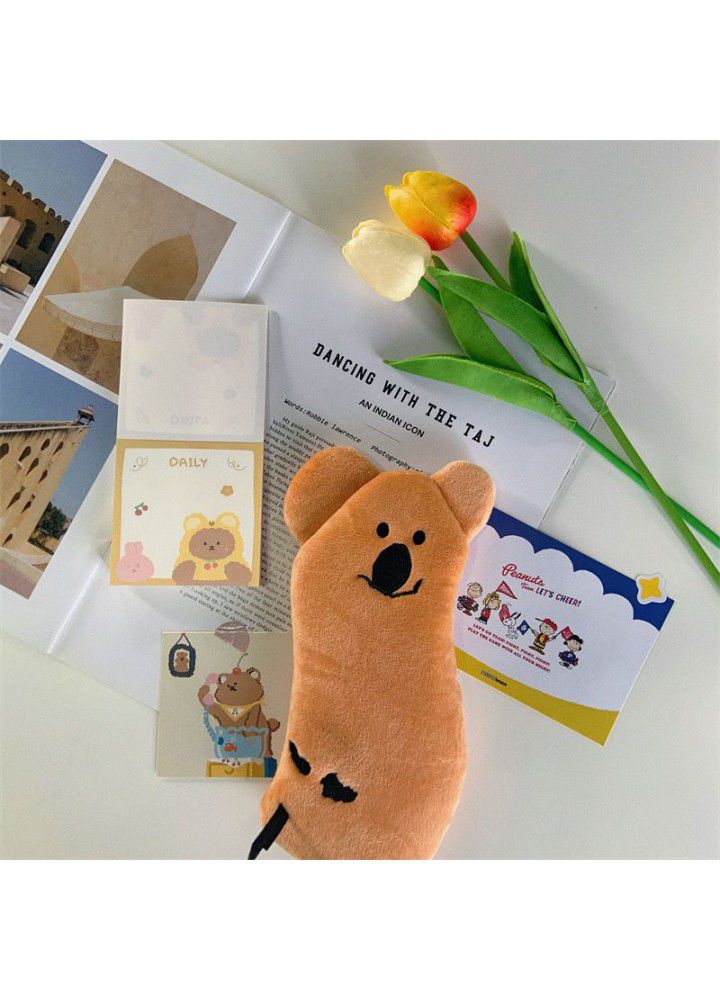 Cute Korean version ins fluffy koala stationery storage bag girl heart fluffy pen bag student stationery storage