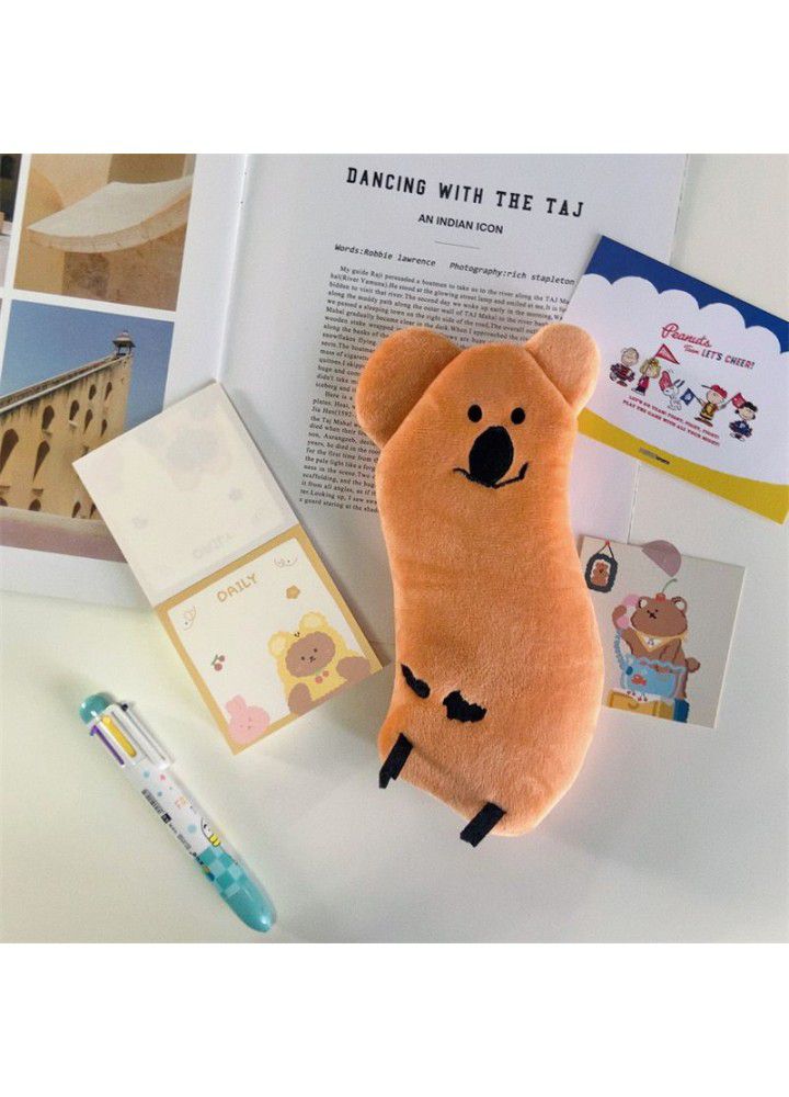 Cute Korean version ins fluffy koala stationery storage bag girl heart fluffy pen bag student stationery storage