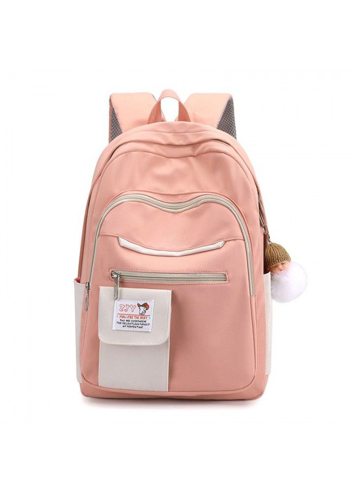  new color contrast Nylon Backpack junior high school student schoolbag ins fashion male and female outdoor waterproof Backpack