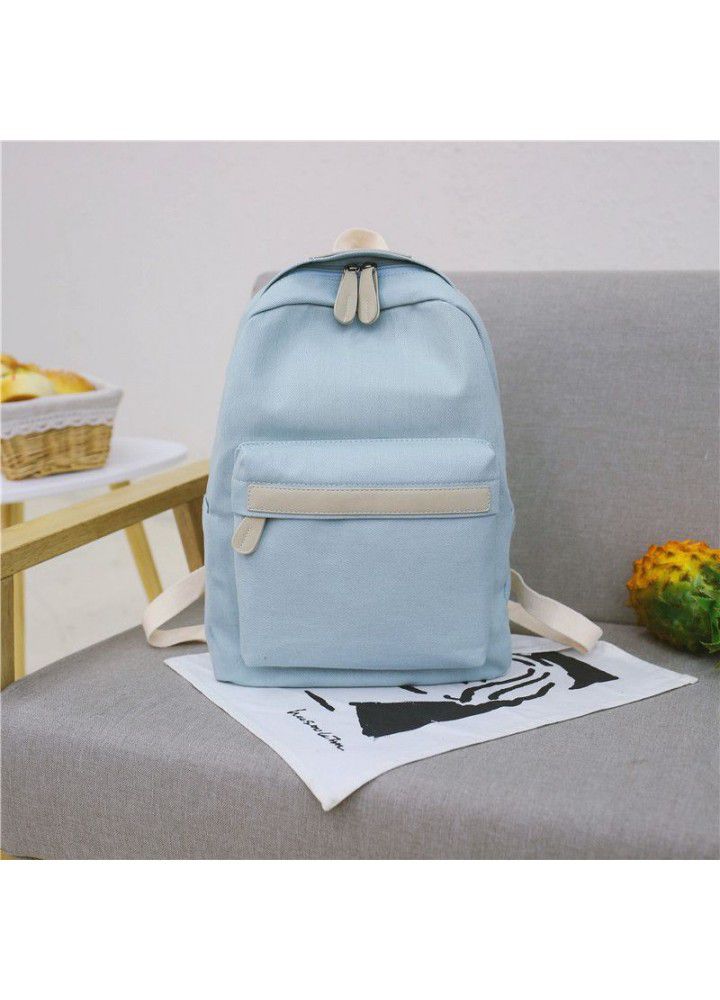 Wholesale  new solid Canvas Backpack junior high college student schoolbag simple and versatile Backpack