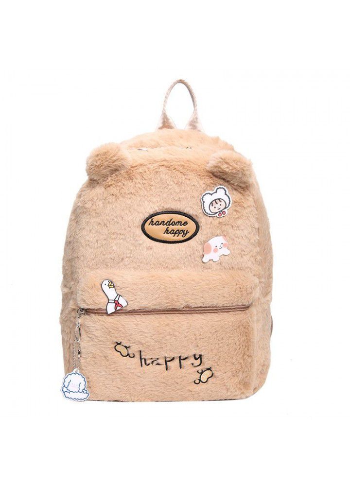  new soft warm autumn winter backpack lovely Korean Student Backpack fresh and sweet Plush women's bag