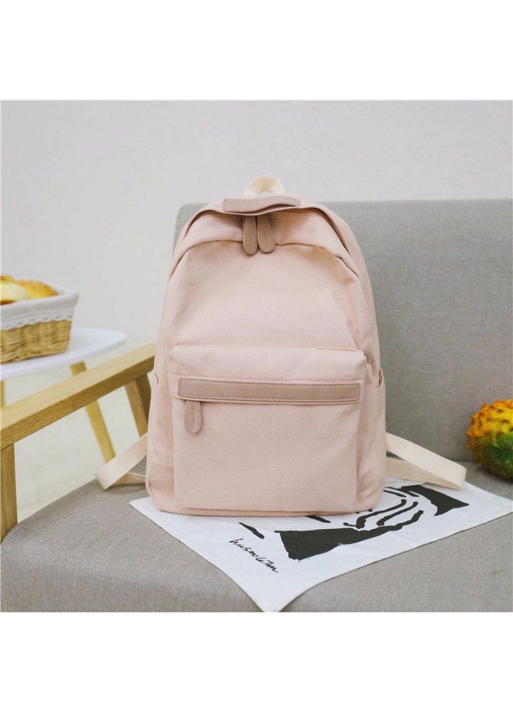 Wholesale  new solid Canvas Backpack junior high college student schoolbag simple and versatile Backpack