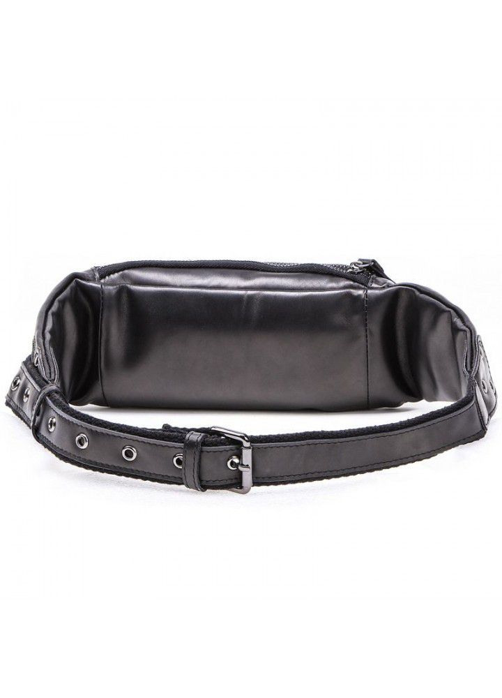 Black Angel factory supply fashion leather sports waist bag first layer leather multifunctional men's and women's universal waist bag