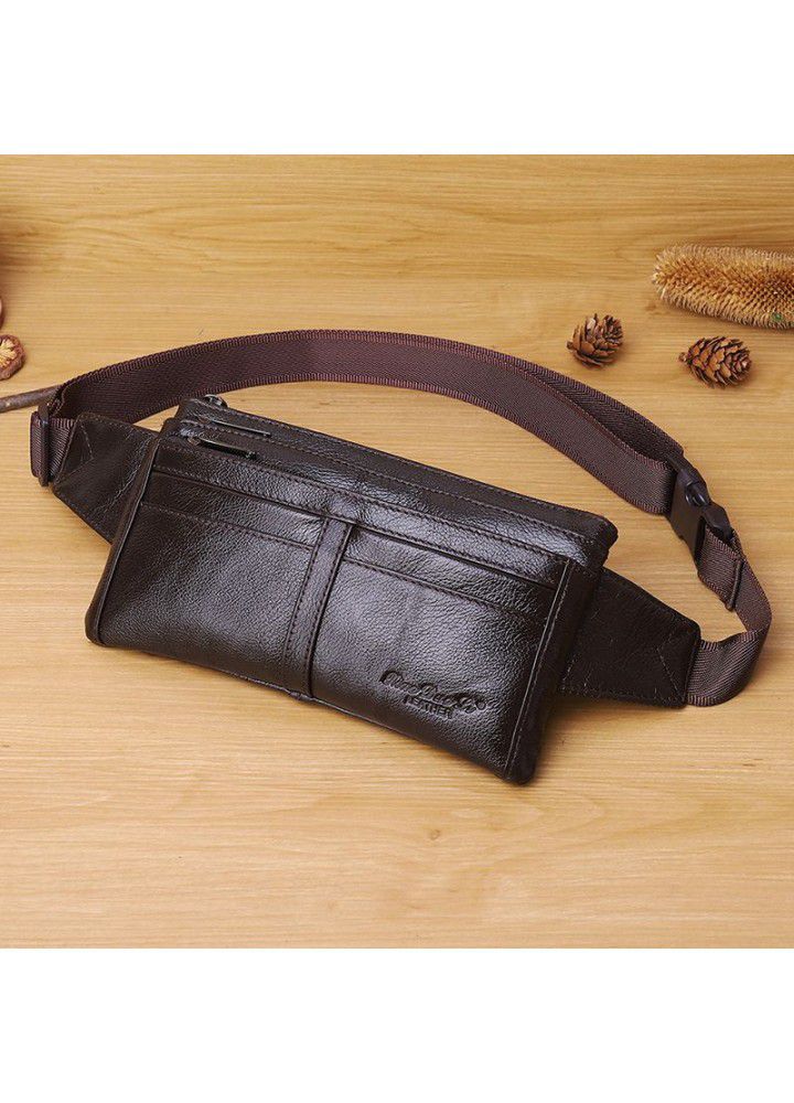Leather waist bag multifunctional money collection waist bag for men and women multi compartment change mobile phone bag leather messenger bag chest bag