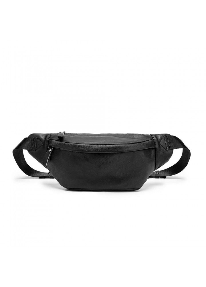 2021 new top leather waist bag men's leather chest bag messenger bag mobile phone bag multifunctional Korean single shoulder bag