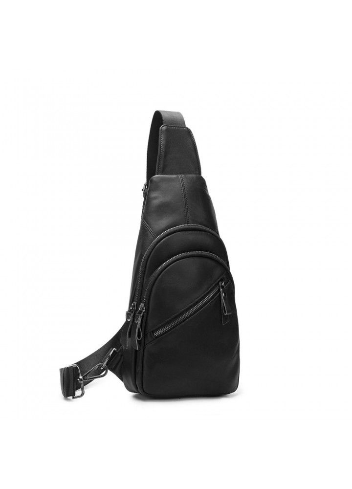 Leather chest bag men's leisure Single Shoulder Messenger Bag head leather Korean fashion waist bag chest bag soft leather backpack