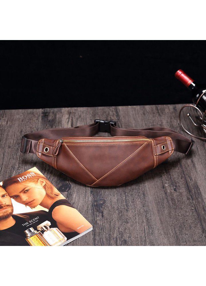  spring men's fashion waist bag soft leather Crazy Horse Pu men's Retro messenger bag new mobile phone bag