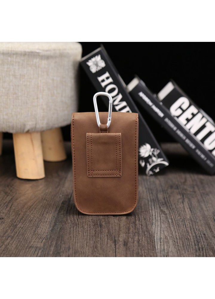  Mobile Phone Bag Mini / mini stereo bag retro Pu crazy horse leather waist bag vertical square small hanging bag