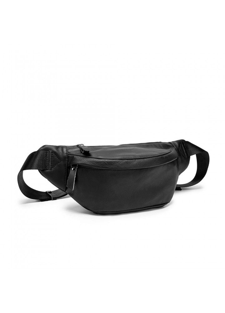  new top leather waist bag men's leather chest bag messenger bag mobile phone bag multifunctional Korean single shoulder bag