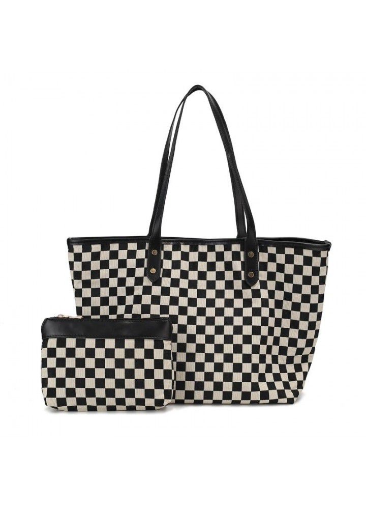 2021 autumn and winter new high-capacity tote bag women's Korean version trendy chessboard checkered leisure Shoulder Bag Fashion child and mother bag