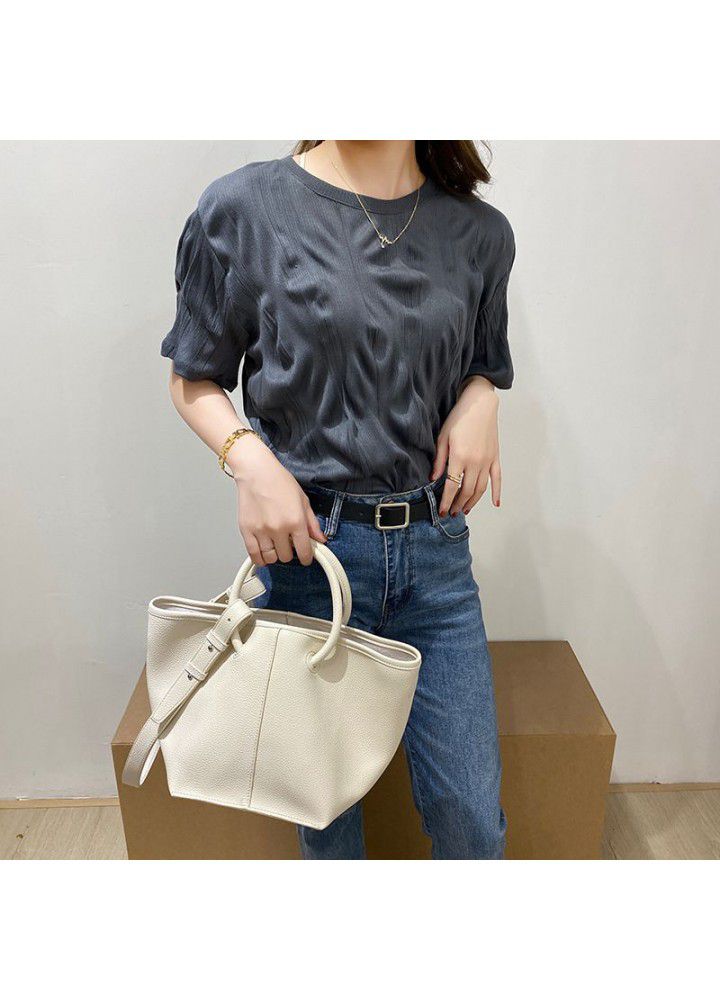  new product niche designer style simple handbag Single Shoulder Messenger Bag soft waxy tot steamed stuffed bun mother bag