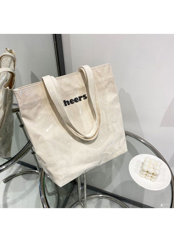 Canvas bag ins Korean style  new fashion summer transparent handbag PVC large capacity shoulder bag women's bag