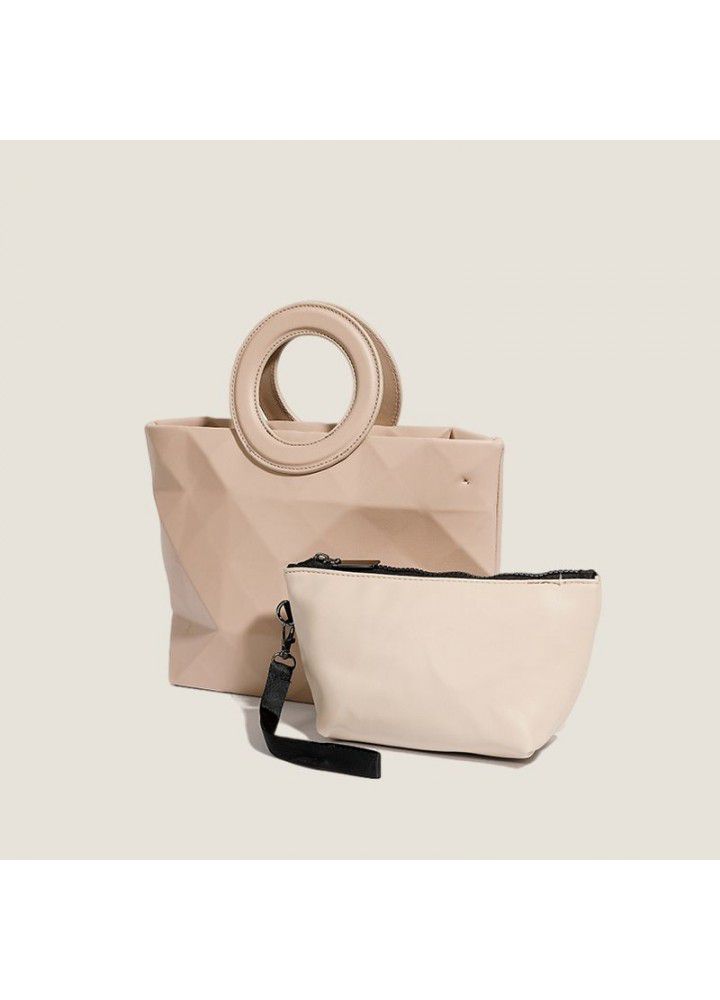  autumn new fashion trend ring portable tot briefcase women's wrinkled Lingge soft leather handbag