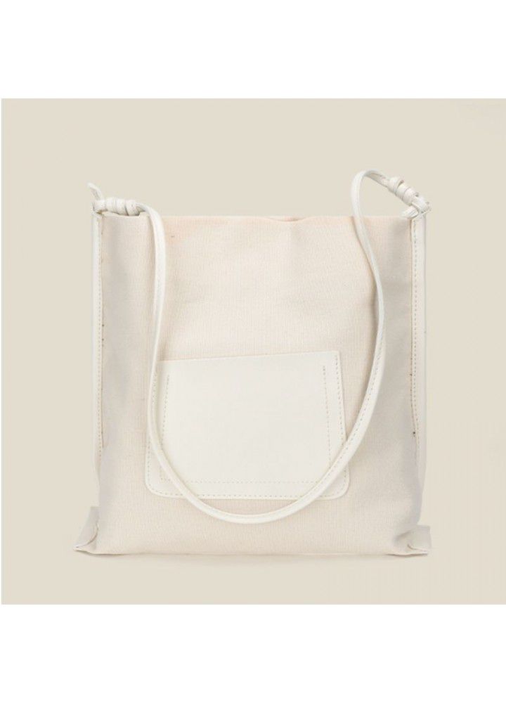  Korean version new contrast canvas one shoulder bag ins leisure easy to take large capacity student messenger canvas bag