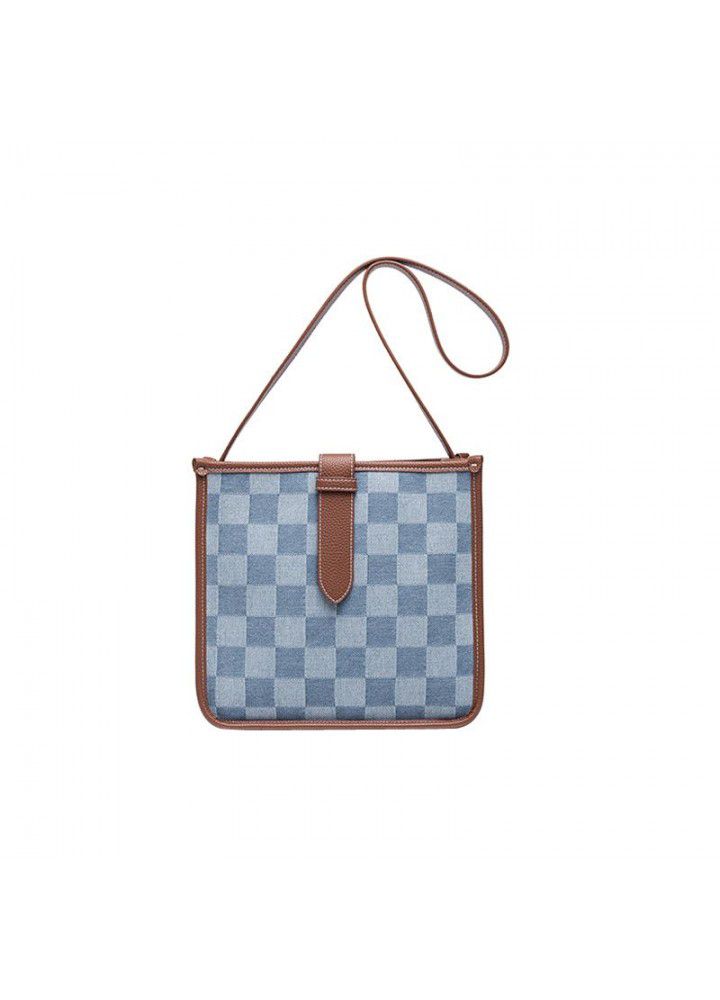  autumn and winter new checkerboard bucket bag women's high-capacity Canvas Tote Bag commuting Single Shoulder Messenger women's bag