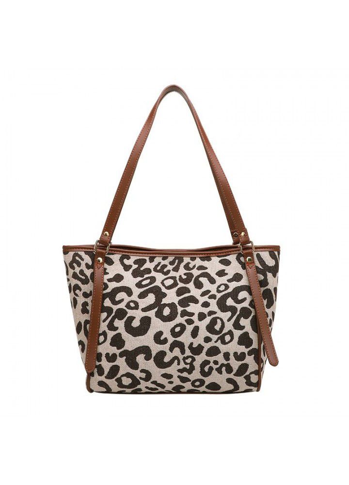 Foreign trade women's bag  new fashion high-capacity leopard hand-held shoulder bag commuting versatile armpit tote bag wholesale