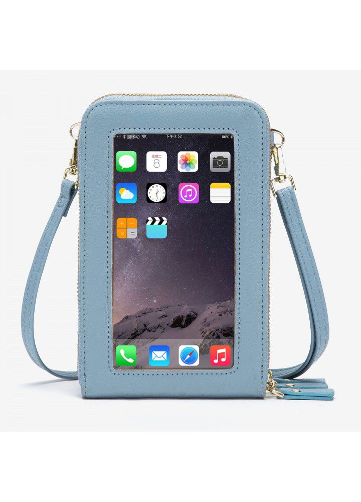 candy color new large capacity three pull touch screen mobile phone bag zero wallet women's diagonal bag