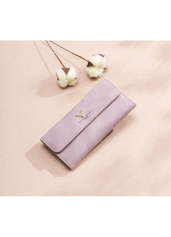  new Korean women's wallet long fashion handbag frosted deer head zipper buckle mobile phone bag wholesale