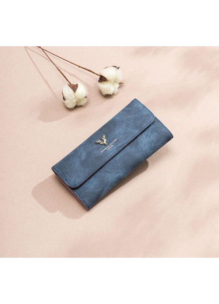  new Korean women's wallet long fashion handbag frosted deer head zipper buckle mobile phone bag wholesale