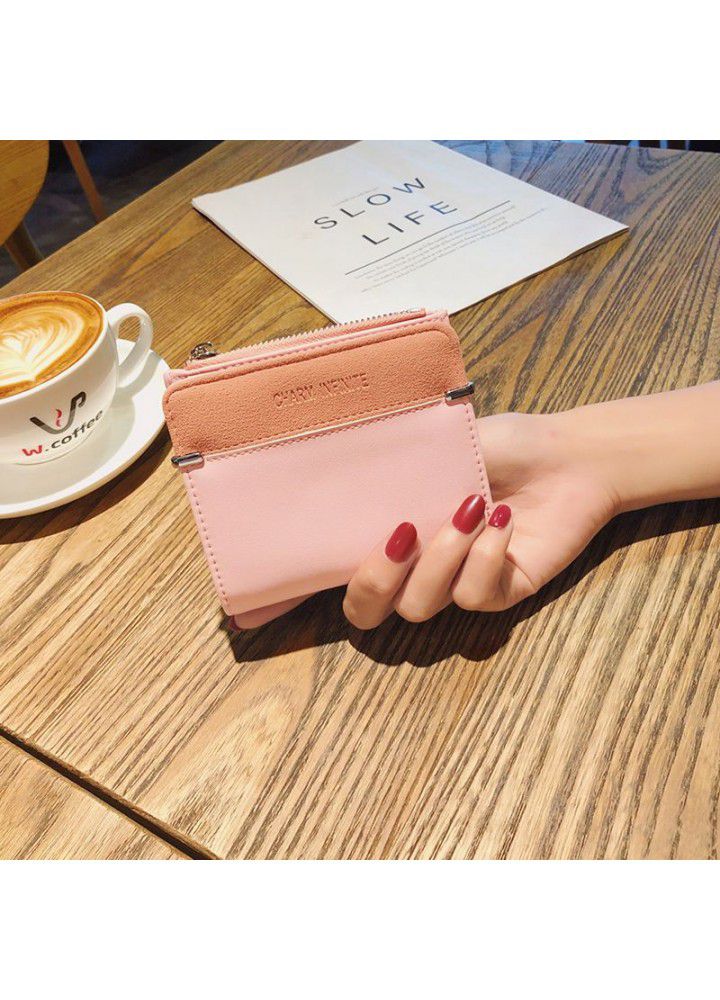  cross border new women's wallet short zipper wallet women's Korean version multi card slot two fold small wallet