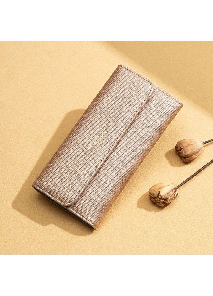  new women's wallet Korean fashion frosted hand bag long bronzed zipper buckle mobile phone bag