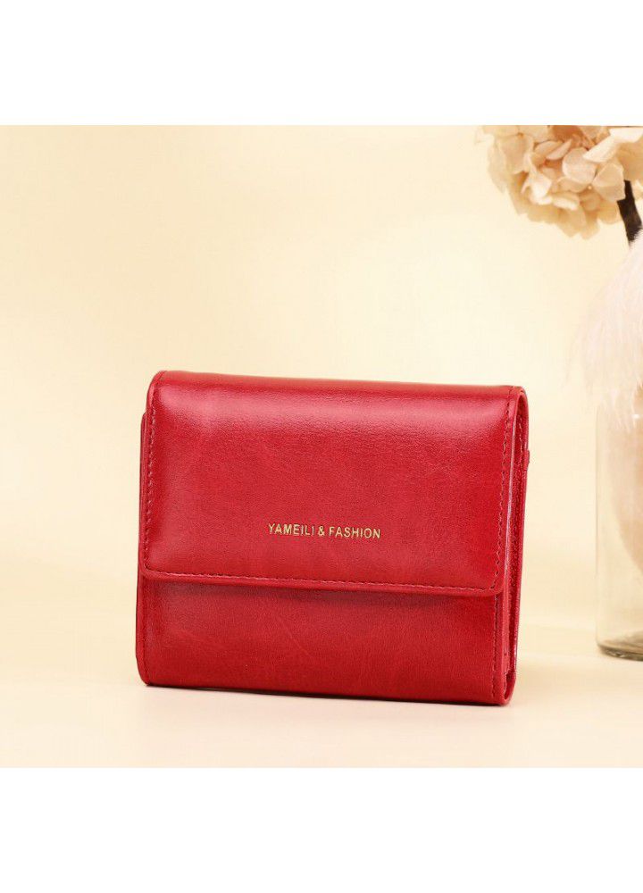  cross border new short wallet women's oil wax leather retro zero wallet buckle coin bag women's small wallet