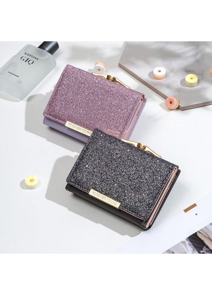  women's short wallet Korean fashion bright face 30% discount small teaching bag multi card student zero wallet in stock