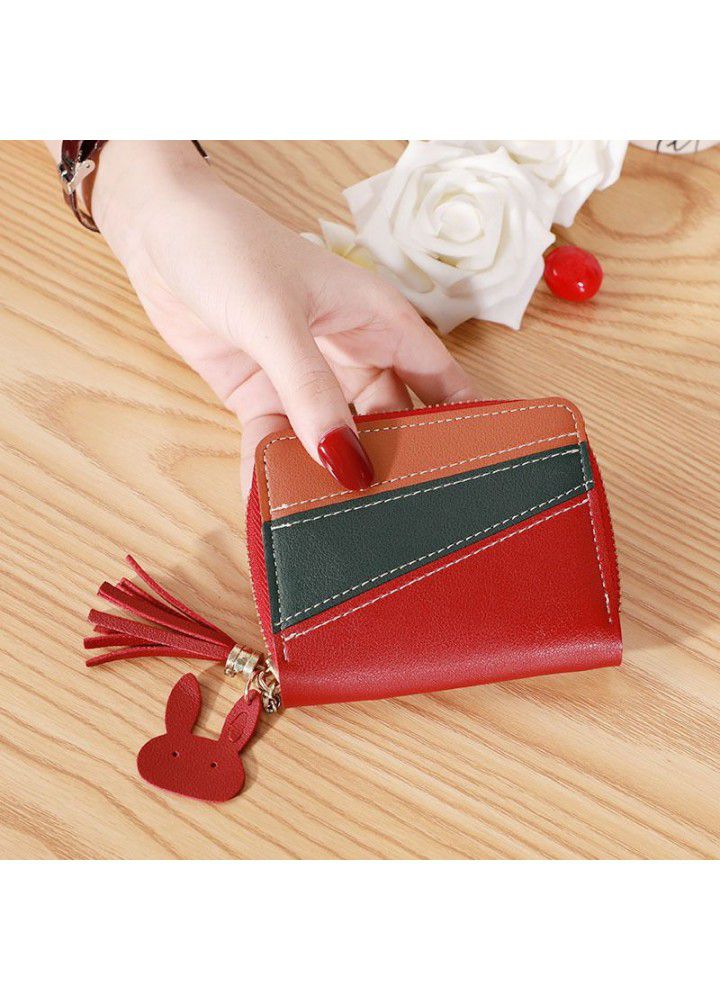  new hot Korean wallet women's short simple Korean multicolor stitching zipper student card bag zero wallet