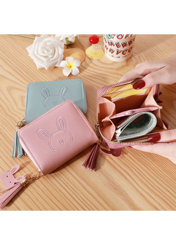  new Korean wallet women's short simple Korean rabbit zipper buckle student card bag zero wallet