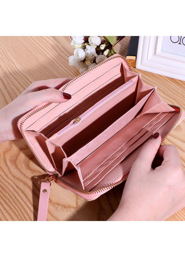  new women's Long Wallet Korean version stitched zipper multi card position popular zero wallet wallet card bag