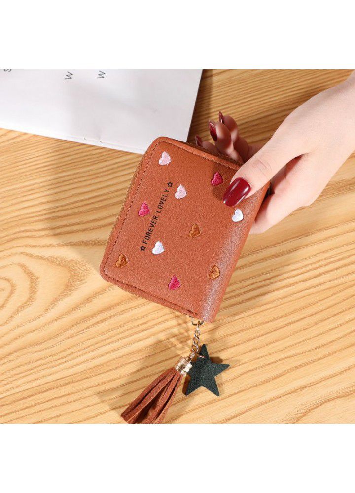  new Korean wallet women's short zipper large capacity wallet versatile love color student handbag