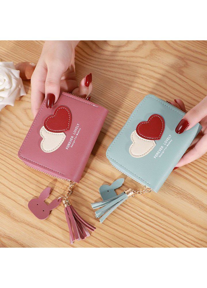  new hot Korean wallet women's short simple Korean small love zipper bag student card bag zero wallet