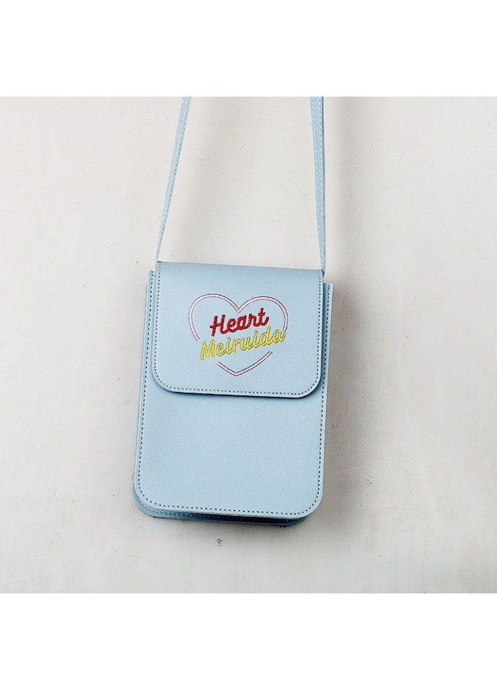 2018 new mobile phone bag Korean embroidered women's single shoulder bag multi-functional oblique cross Mobile Phone Wallet multi card slot card bag