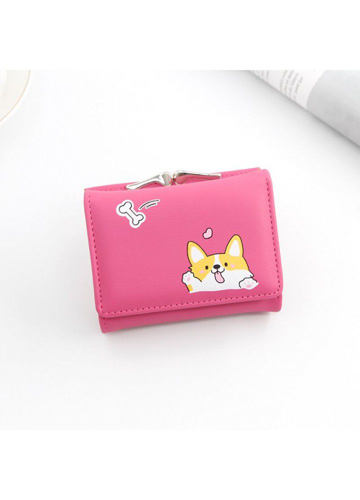  new Korean women's wallet short cartoon dog zero wallet 30% coin bag buckle small wallet
