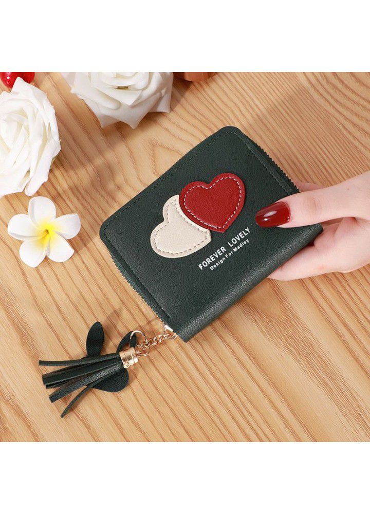  new hot Korean wallet women's short simple Korean small love zipper bag student card bag zero wallet