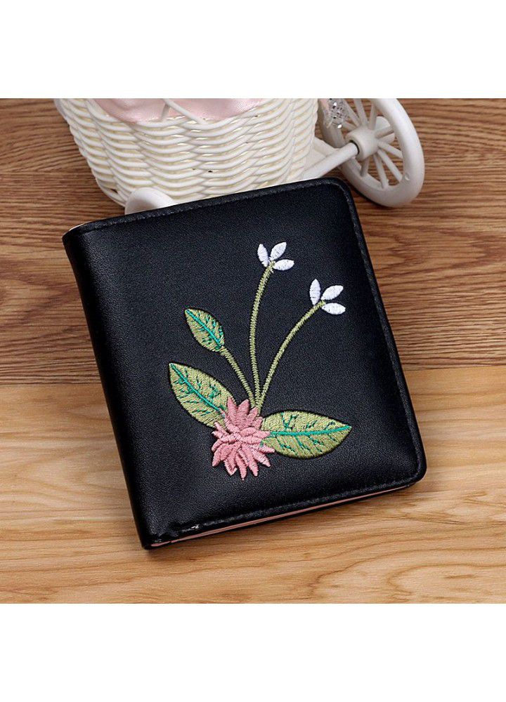 New Handmade wallet women's Korean version handbag short ten yuan store source embroidered student lovely Wallet