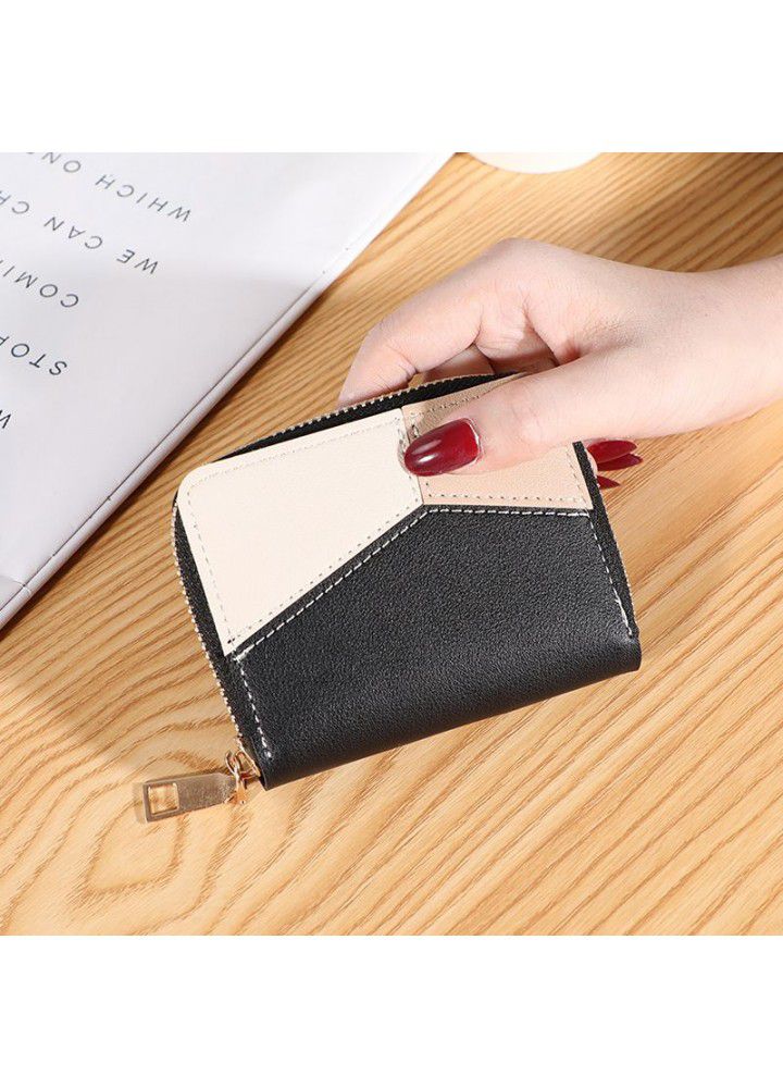  new wallet short women's Zipper Wallet Student Korean splicing contrast tassel versatile zero wallet