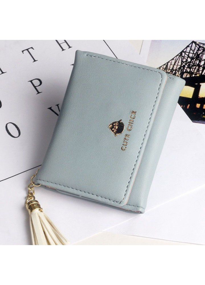 new women's short wallet Japanese and Korean wallet tassel 30% off lovely Student Wallet small fresh card bag