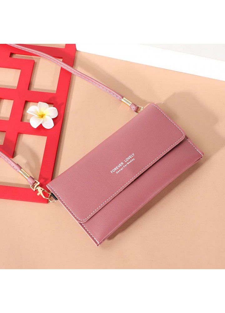  new wholesale multifunctional solid color fashion simple touch screen one shoulder small bag messenger mobile phone bag women