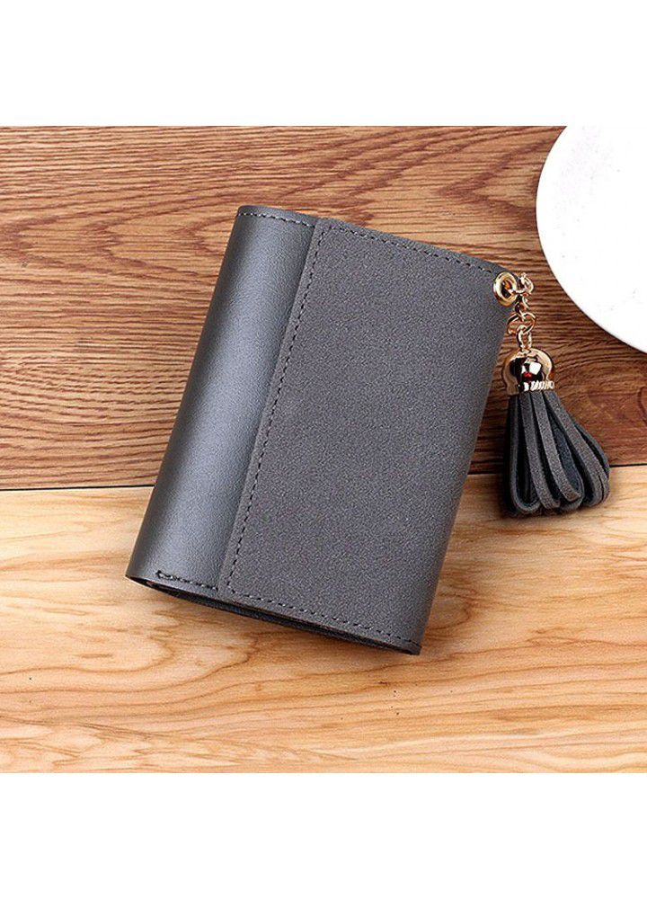  new women's purse frosted tassel small 30% off short wallet card bag zero wallet Student Wallet