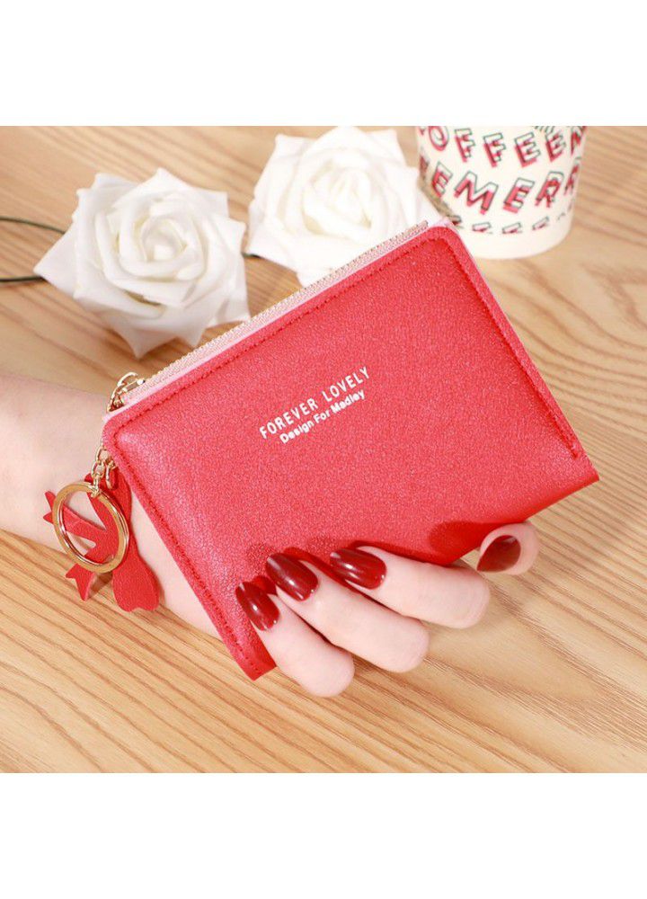  new cross-border women's wallet short side zipper change card bag two folding fashion simple Korean Wallet