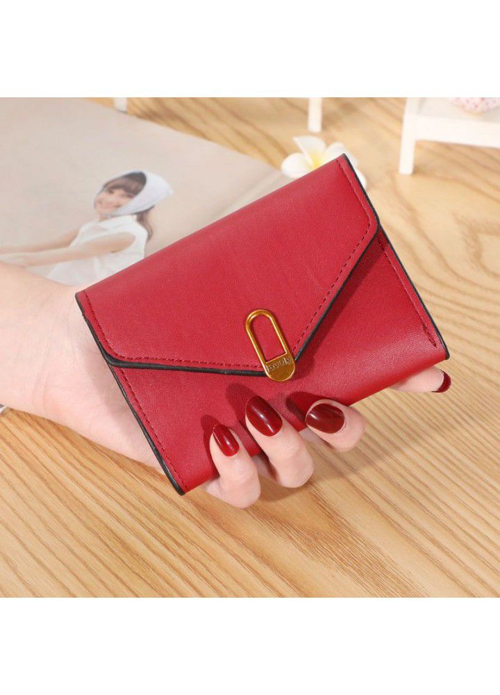  new women's wallet small 30% discount short fashion leather bag hand bag multi card slot card bag multi-functional Wallet