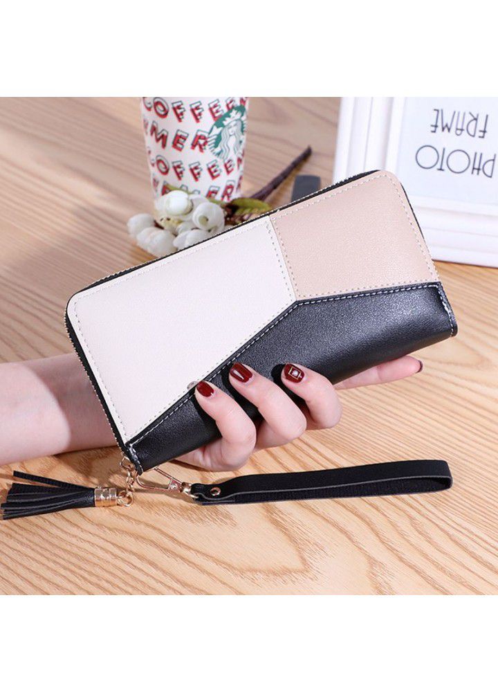  new women's Long Wallet Korean version stitched zipper multi card position popular zero wallet wallet card bag