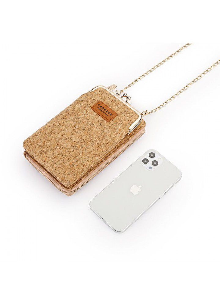 new women's wallet wood grain soft zipper mobile phone bag fashion Korean Style Wallet medium and long card bag