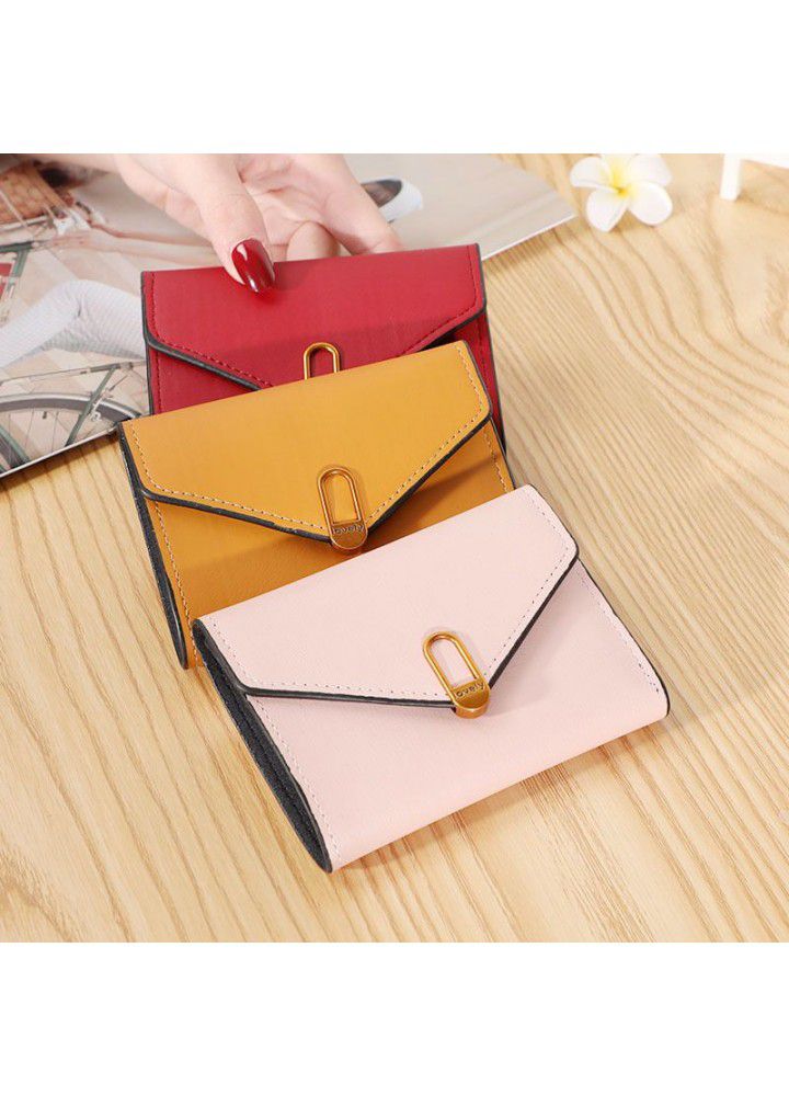  new women's wallet small 30% discount short fashion leather bag hand bag multi card slot card bag multi-functional Wallet