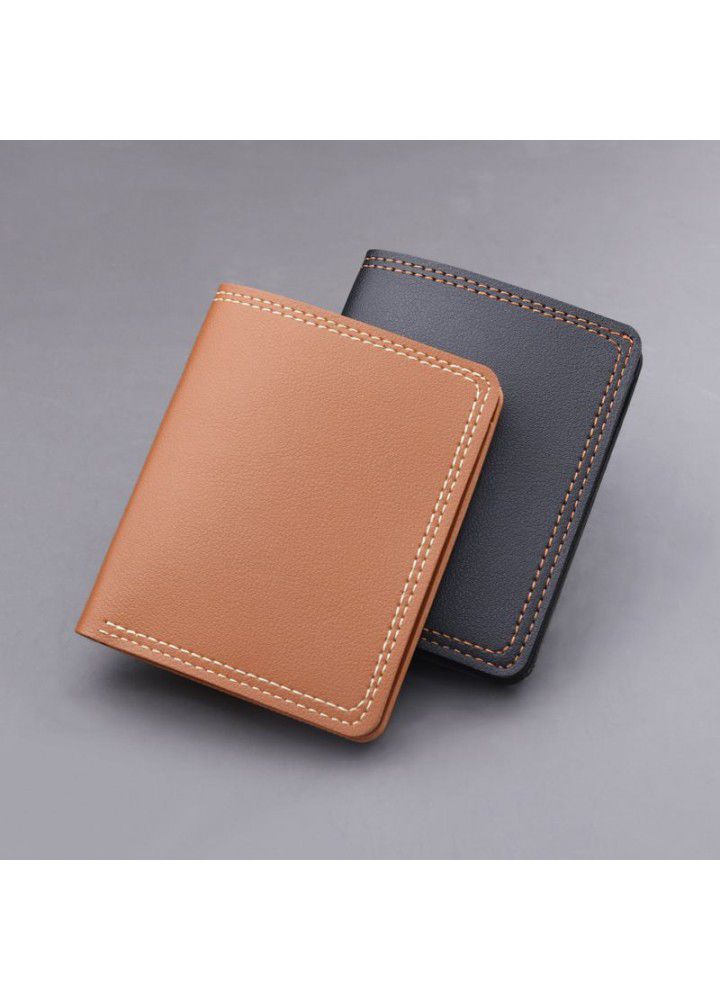Vertical men's wallet short simple driver's license slim Mini Wallet no logo custom wallet double line