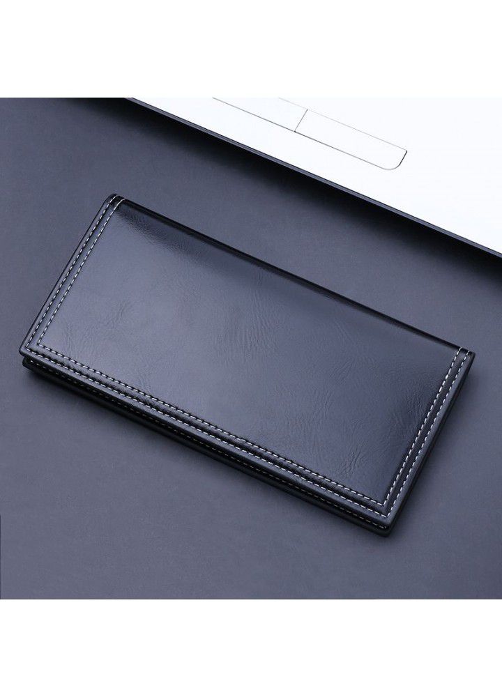 Men's wallet long oil wax belt zipper wallet cross-border lightweight multifunctional fashion walletmen ultra thin
