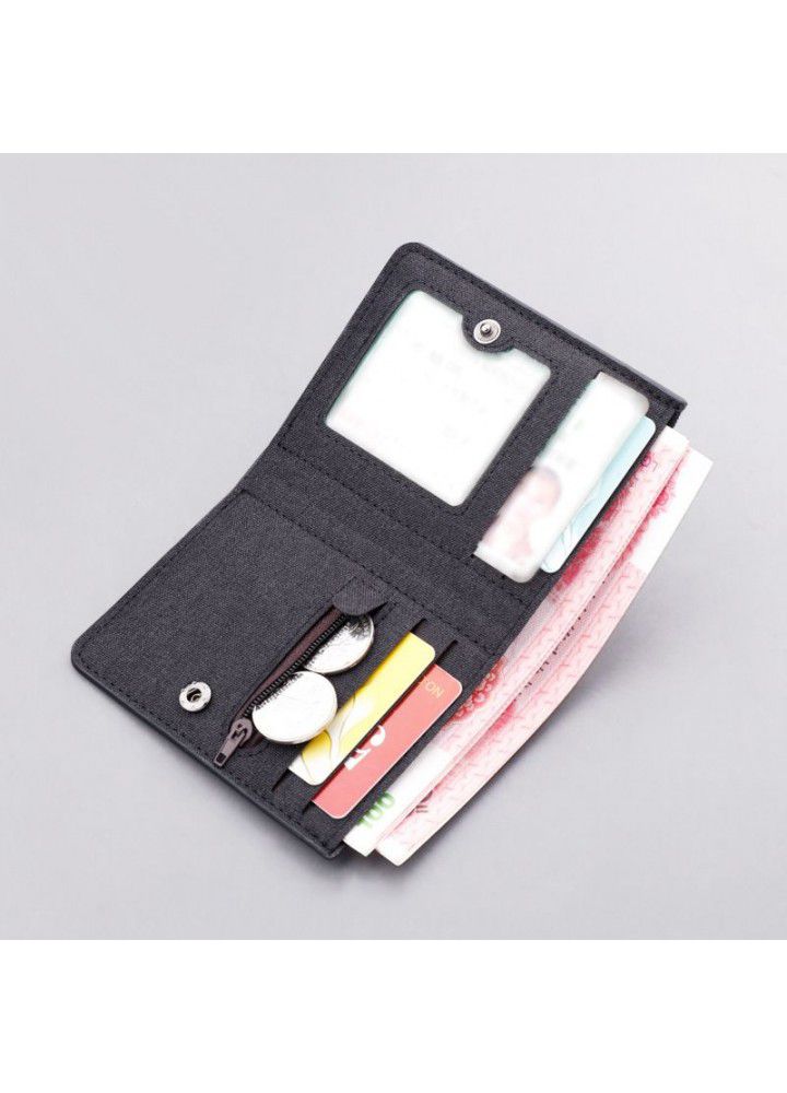 Vertical Canvas Wallet short men's driver's license Slim Wallet men's MINI COIN clip with zipper thin