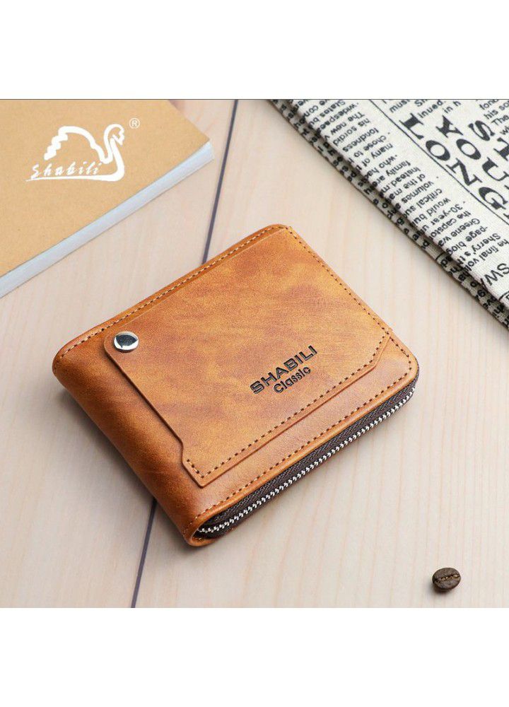  men's short wallet classic external draw card fashion Student Wallet men's multifunctional large capacity small card bag